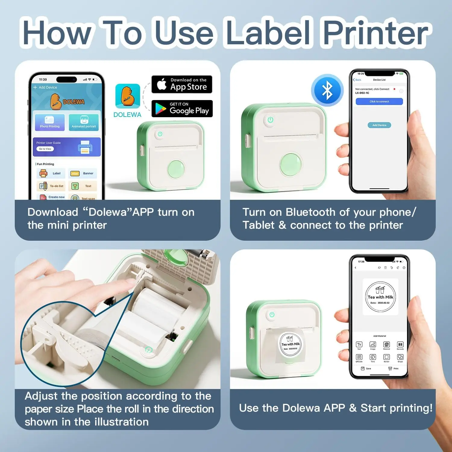 New D5 Label Printer Inkless Thermal Label Maker 12-57mm Paper Adjustable Sticker Pocket Mini Printer for Code Tag Journal - Image 4