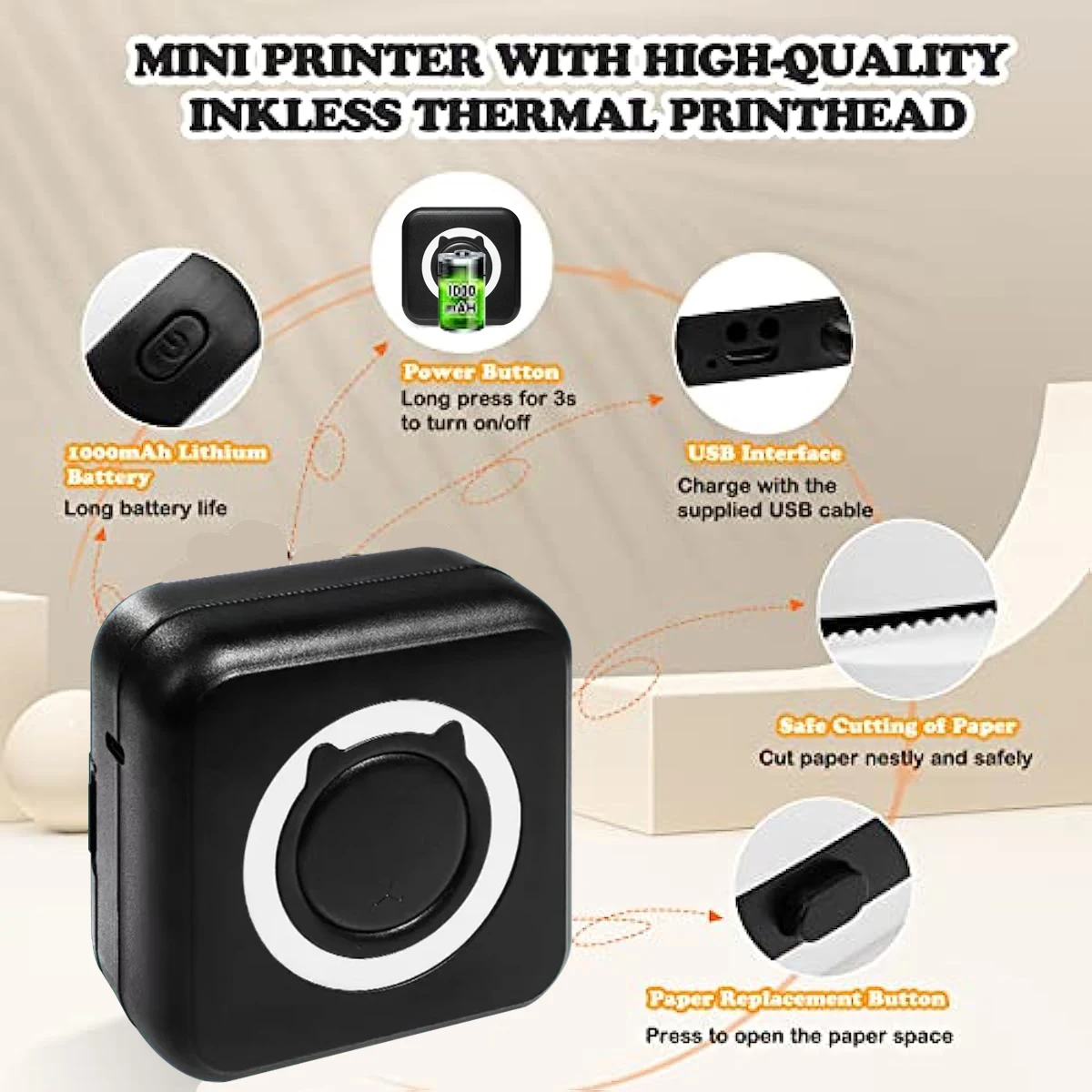 MINI Print Portable Thermal Printer Photo Pocket Thermal Label Printer 58mm Printing Wireless Bluetooth Android IOS - Image 5