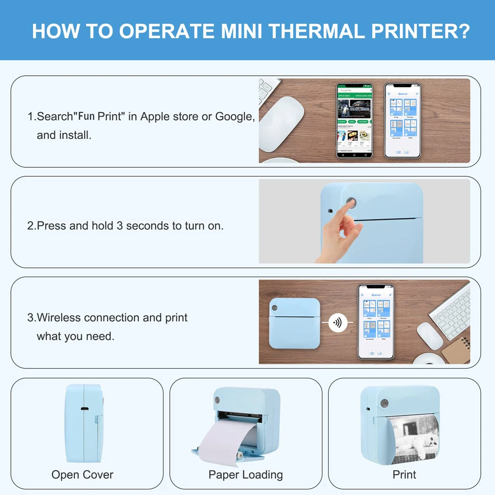 Mini Portable Printer Thermal Printing Sticker Wireless Inkless Mini Pocket Printer Self-adhesive Label Printer Photo Printer - Image 6