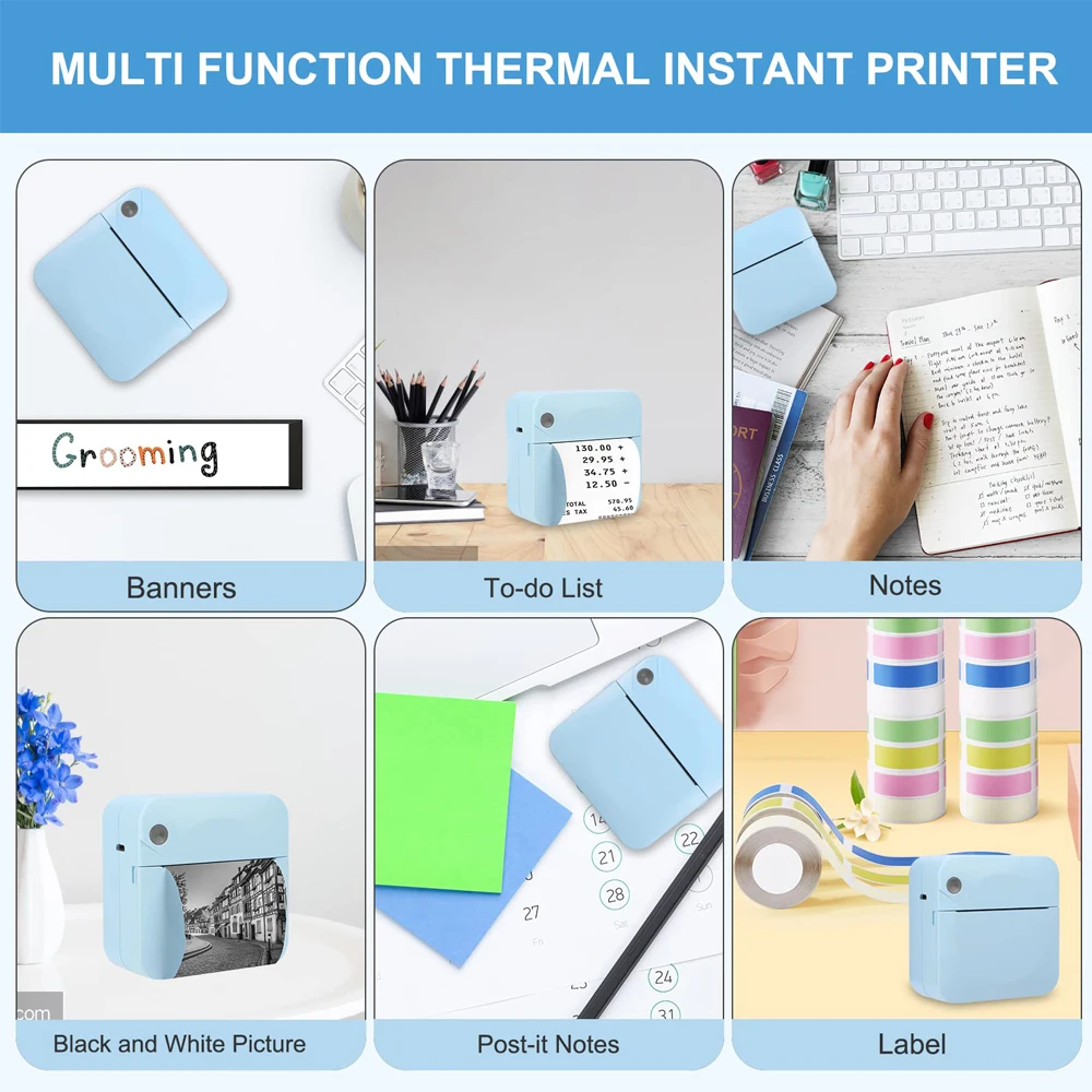 Mini Portable Printer Thermal Printing Sticker Wireless Inkless Mini Pocket Printer Self-adhesive Label Printer Photo Printer - Image 4