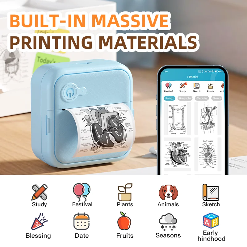 DOLEWA D8 Portable Mini Printers Wireless Bluetooth Inkless Sticker Maker Printer Tag Price Machine for Office School Kitchen - Image 2