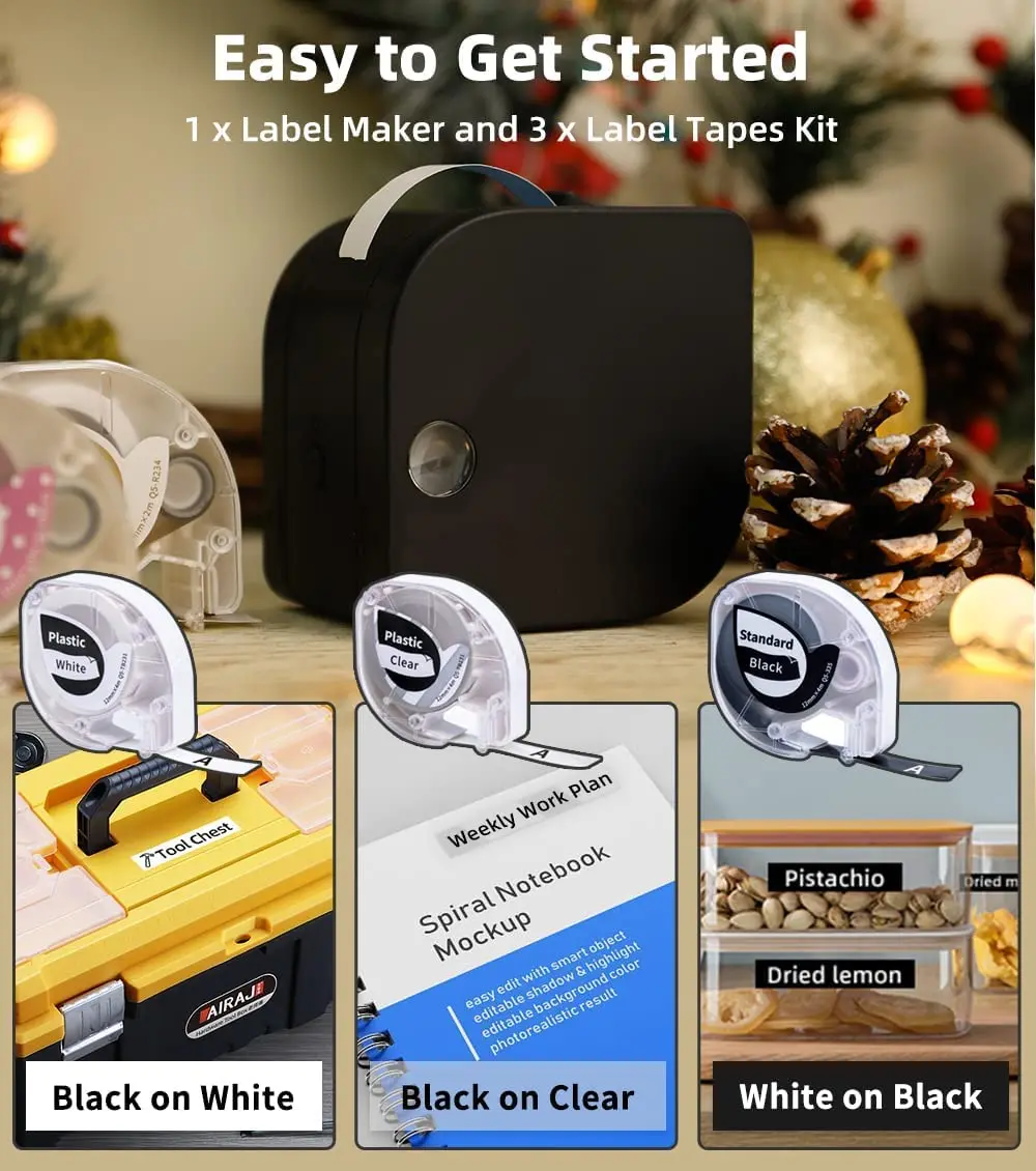 Phomemo P12 Pro Label Printer Bluetooth Rechargeable Label Maker Compatible 12mm 0.47" Label Tape Similar to Dymo Ribbon Printer - Image 5