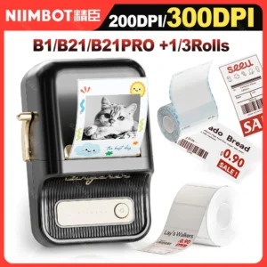 Niimbot 200dpiB21 300dpi B21PRO Label Maker Tag Price Portable Thermal Label Printer with White Photo Labels for Bakery/Business