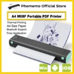 Phomemo M08F Wireless Thermal A4 Printer Bluetooth, Portable Label Maker for Home Office Shipping, Compatible iOS Android PC