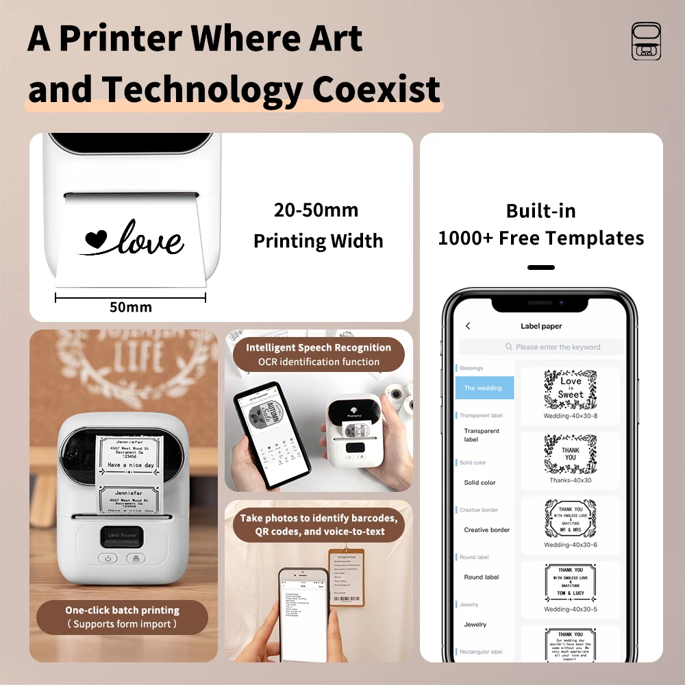 Phomemo M110 Mini Portable Thermal Printer Self-adhesive Label Printer For 3/5/10 rolss Stickers Label Maker Printer Without Ink - Image 7