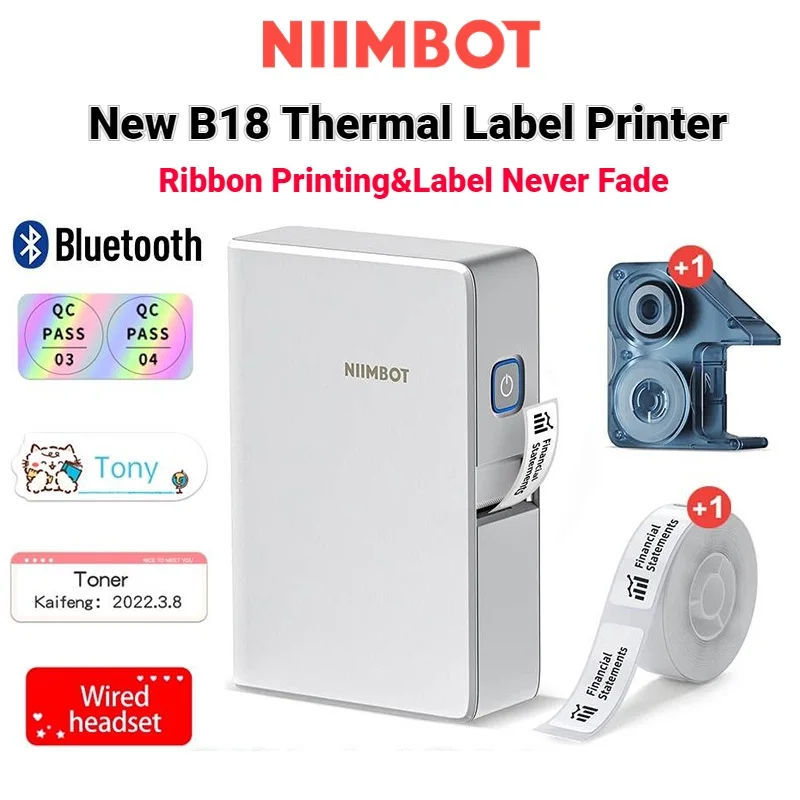 Wireless portable printer color label printer NIIMBOT B18 thermal transfer technology ribbon printing multi-color printing