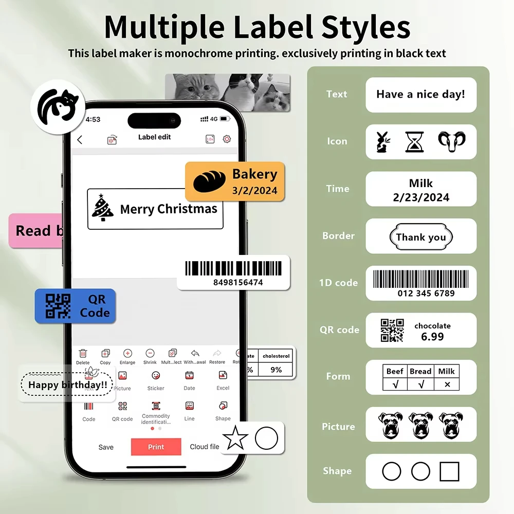 Marklife P15 Portable Thermal Printer Mini Label Printer Inkless Bluetooth Adhesive Printing Machine Sticker Labeling Machine - Image 6