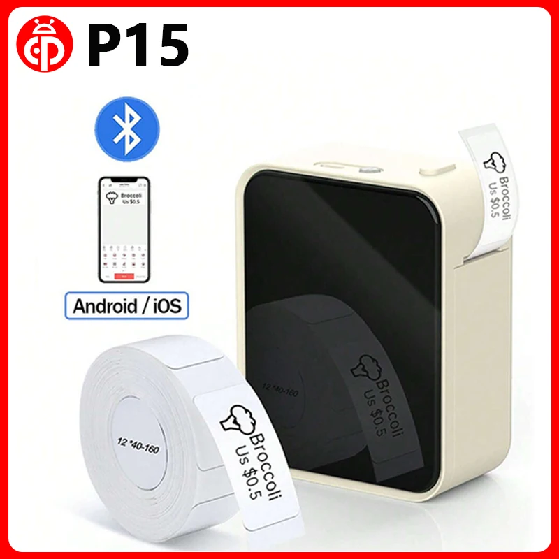 Marklife P15 Mini Portable Thermal Printer Wireless Bluetooth Label Tag Maker For Home Office Labeling Sticker Machine With USB