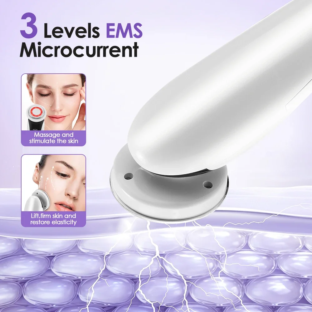 7 in 1 EMS Facial Massager Face Beauty Instrument with Induced Vibration and Hot Compress Face Skin Care Tool LED Light Therapy - Image 4