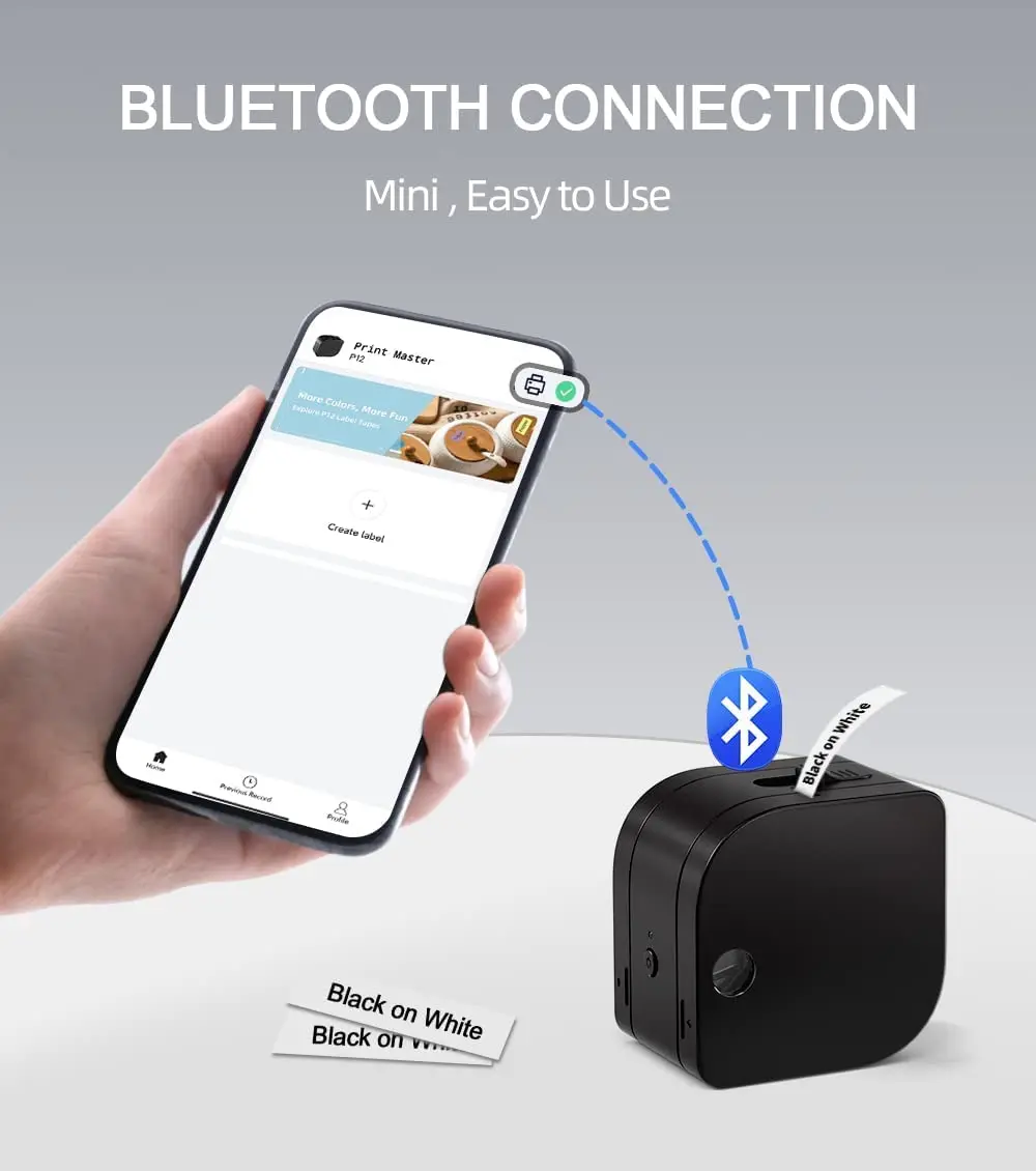 Phomemo P12 Pro Label Printer Bluetooth Rechargeable Label Maker Compatible 12mm 0.47" Label Tape Similar to Dymo Ribbon Printer - Image 3