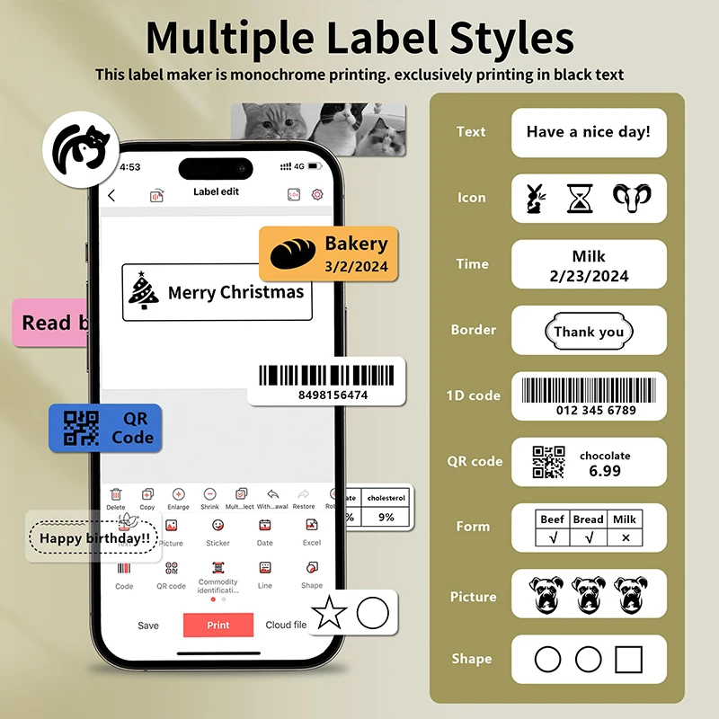 Marklife P15 Mini Portable Thermal Printer Wireless Bluetooth Label Tag Maker For Home Office Labeling Sticker Machine With USB - Image 3