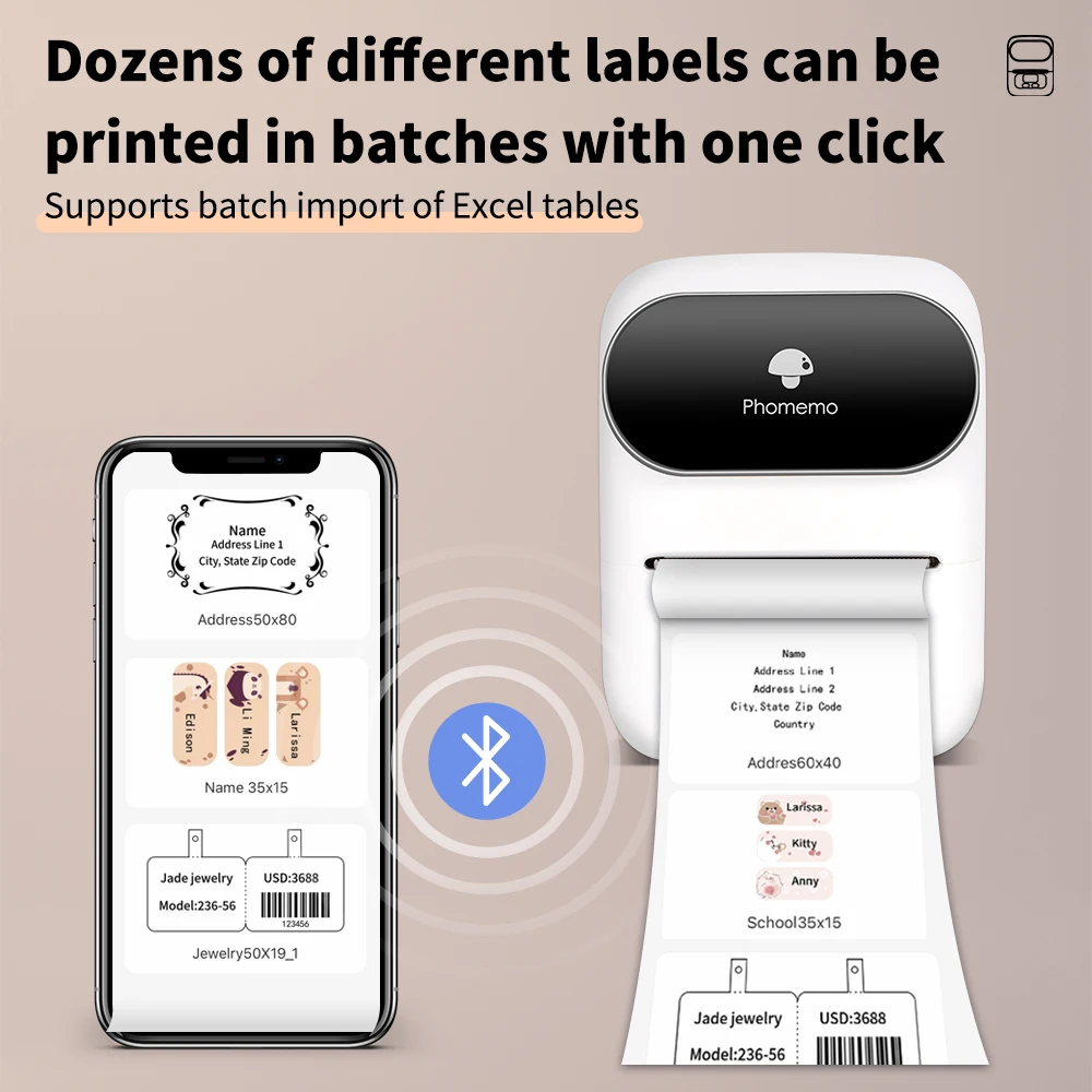 Phomemo M110 Mini Portable Thermal Printer Self-adhesive Label Printer For 3/5/10 rolss Stickers Label Maker Printer Without Ink - Image 2