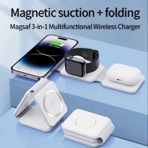 Original 3 in 1 Magnetic Wireless Charger Foldable Stand for iPhone Watch AirPods Simultaneous Charging Fast Charging Stat