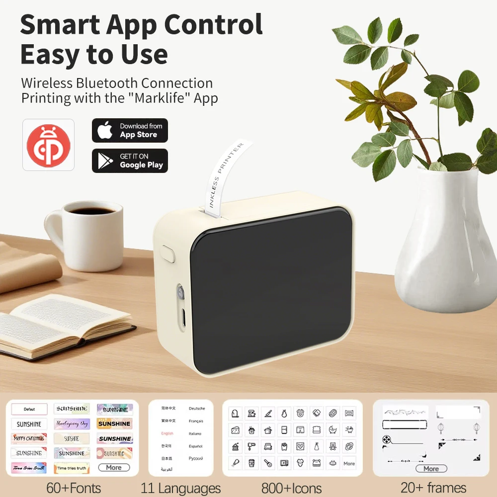Marklife P15 Portable Thermal Printer Mini Label Printer Inkless Bluetooth Adhesive Printing Machine Sticker Labeling Machine - Image 2