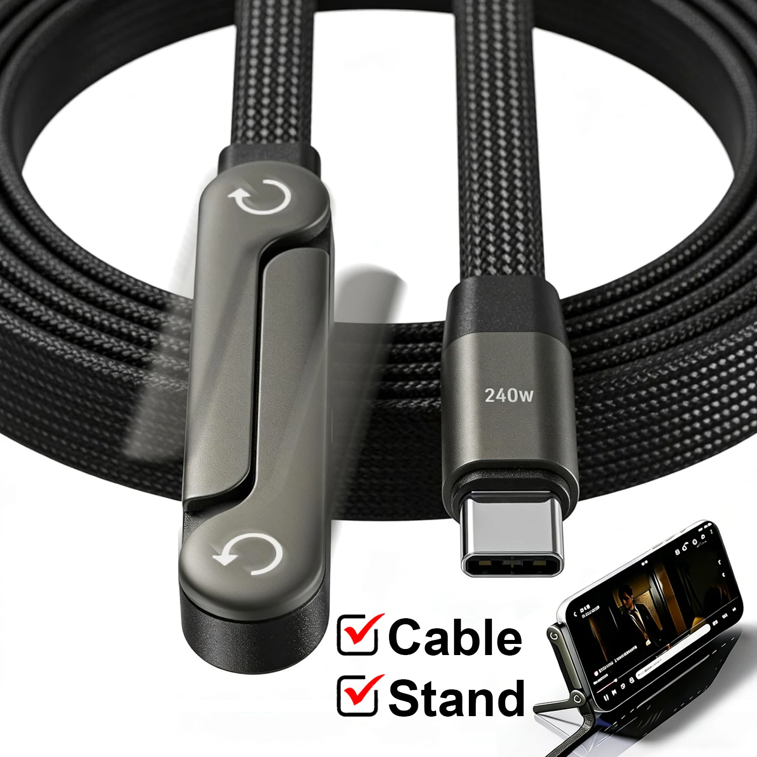 New Type C-C Foldable Fast Charging Cable with Elbow
