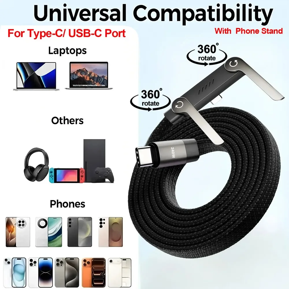 New Type C-C Foldable Fast Charging Cable with Elbow - Image 6
