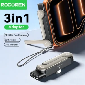 3 in 1 240W Type C OTG Adapter Foldable Stand PD3.1 Fast Charge 480Mbps Data Transfer