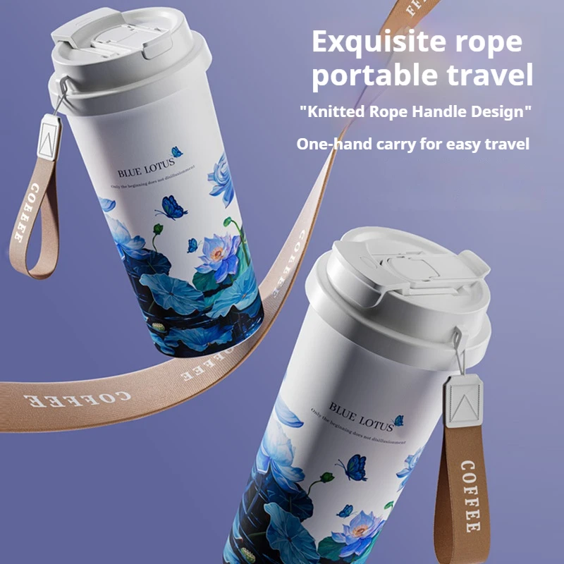 600ML Stainless Steel Thermos Bottle Portable Vacuum Flasks Dual-Drink Coffee Mug Sports Straw Water Bottle Car Insulated Cup - Image 5