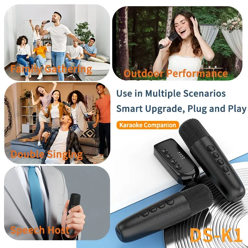 Wireless Karaoke Companion Bluetooth 5.3 Dynamic Microphone KTV DSP Mixer System 3.5MM AUX Type-C Amplifier Host For Speaker Car - Image 5