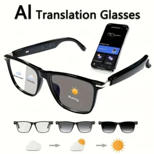 Open-Ear Audio Smart Glasses No Ear Pain Bluetooth 5.4 Voice Assistant Navigation 6H Battery Photochromic Lenses IPX5 Waterproof