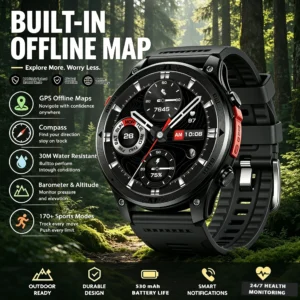 Hot 2026 GPS trajectory Smart Watch 1.46” HD Screen Compass 3ATM Waterproof Bluetooth Call 530mAh Battery Health Fitness Tracker