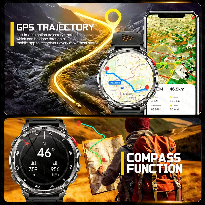 2026 New T-Rex3 Pro 1100mAh Battery Smart Watch GPS path 5ATM Waterproof Sports Run tracker Outdoors Compass Military Smartwatch - Image 3