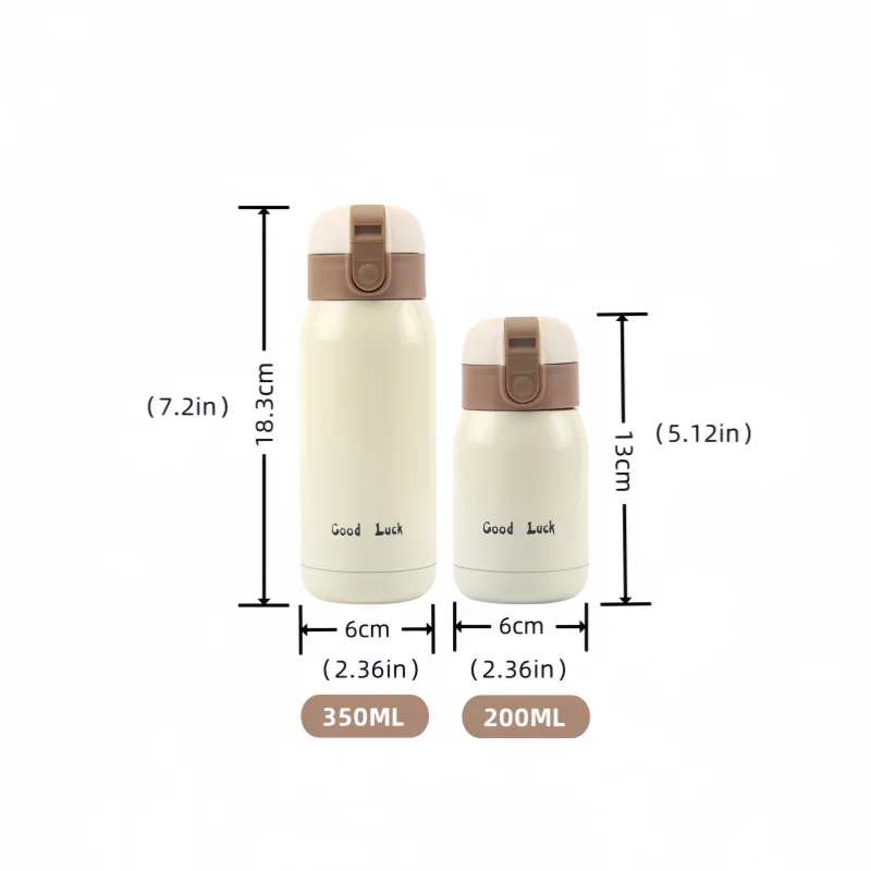 200/350ml Cute Mini Thermos Cup Stainless Steel Thermal Coffee Mug Portable Vacuum Flask Insulated Water Bottle with Button Lid - Image 6