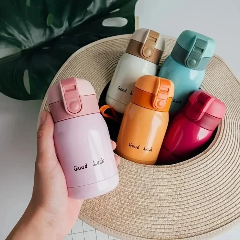 200/350ml Cute Mini Thermos Cup Stainless Steel Thermal Coffee Mug Portable Vacuum Flask Insulated Water Bottle with Button Lid - Image 2