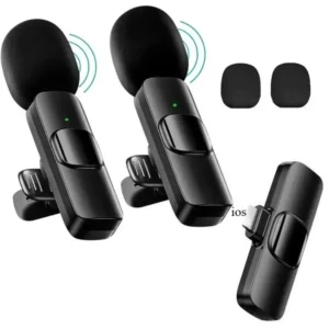 Basix Mini Wireless Lavalier Microphone Noise Cancelling for iPhone Android Cameras - Portable Wireless Mic for Live Interviews