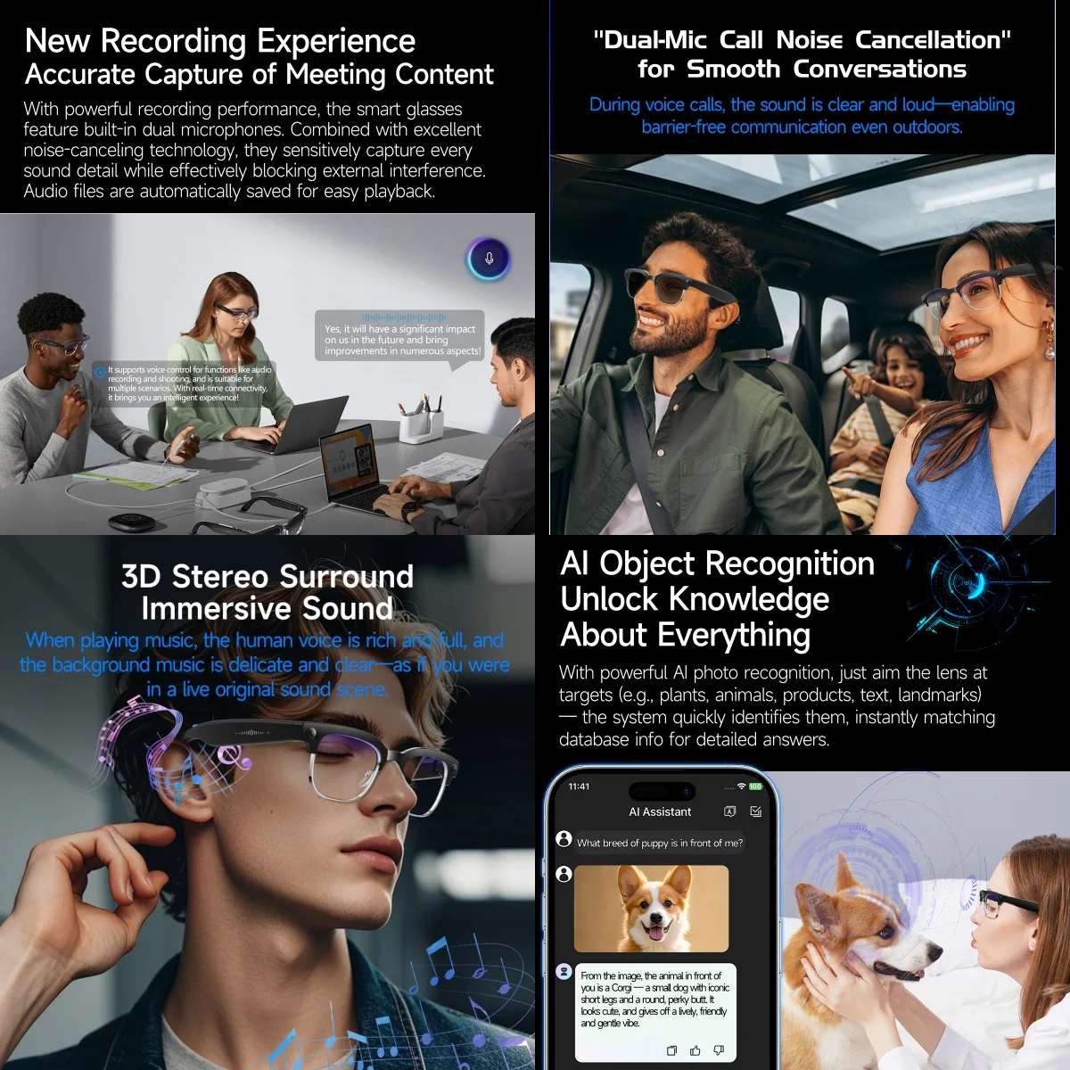 Smart AI Glasses 4K 8MP Camera Recording Videos Photo Recognition Answer Translation BT Call Photochromic Sunglasses Waterproof - Image 4