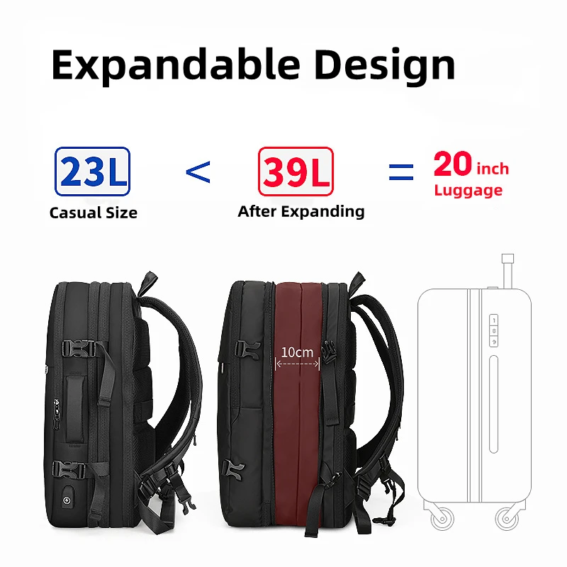 Mark Ryden 17 Inch Laptop Man Backpack USB Charging Multi-layer Space Travel Bag Business Male Anti-Theft Mochila - Image 3