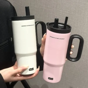 720ML Stainless Steel Thermos Cup with Straw & Handle Ice Coffee Drink Vacuum Insulated Cup Car Travel Outdoor Water Bottle