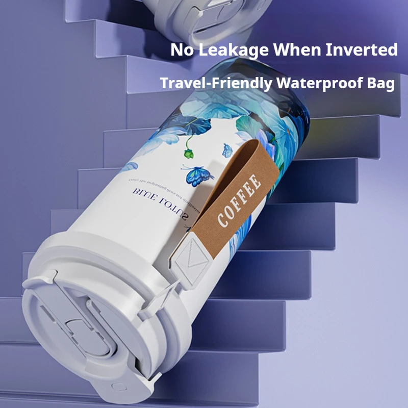 600ML Stainless Steel Thermos Bottle Portable Vacuum Flasks Dual-Drink Coffee Mug Sports Straw Water Bottle Car Insulated Cup - Image 4