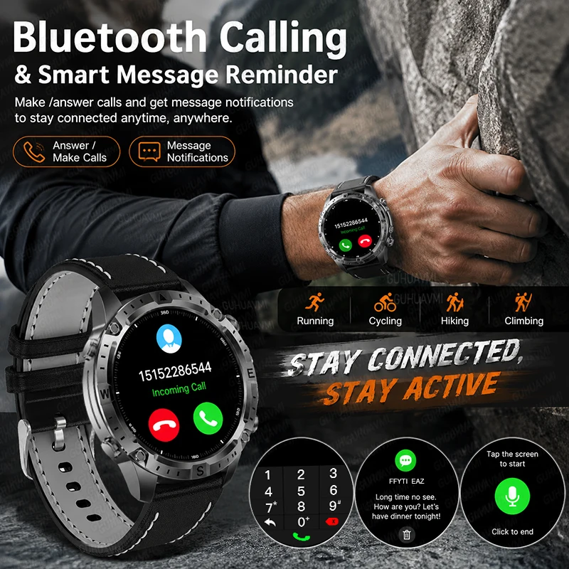 2026New Military Built-in GPS Offline Map Smart Watch AMOLED HD BT Call Compass Flashlight 3ATM Waterproof Men Sports Smartwatch - Image 5