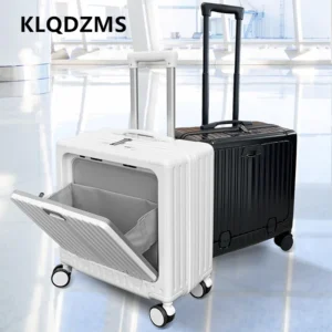 KLQDZMS Men's Suitcase Front Opening Laptop Boarding Case 18 Inches Business Trolley Case Women's Small Password Box Luggage