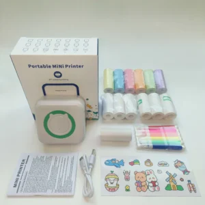 New Mini Portable Bluetooth Printer Perfect Set, USB Rechargeable, Print Photos, Labels, Notes, DIY Drawings, Best Gift