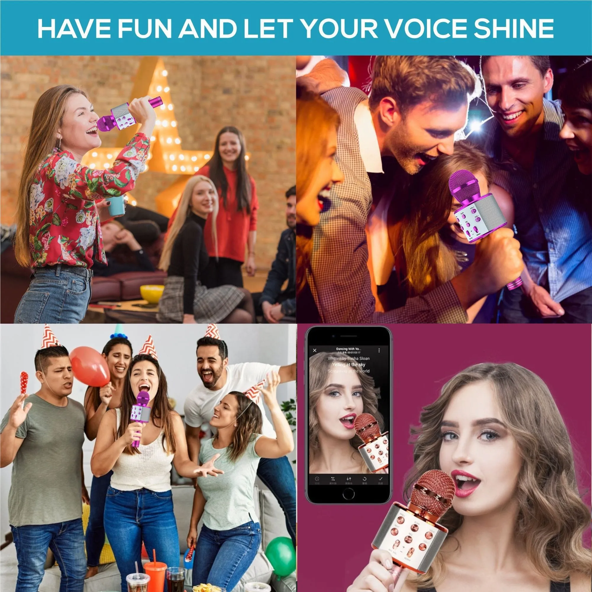 Wireless Karaoke Microphone Bluetooth Speaker, Multi-Function Controls 5-in-1 portable Handheld Mic for singing For Party - Image 2