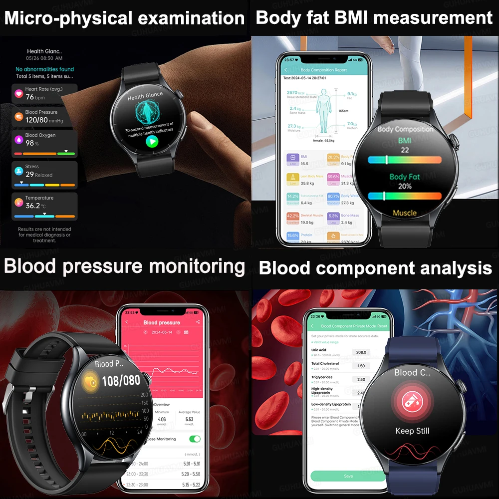 2026 New Smart Watch NFC ECG+PPG Blood oxygen Uric Acid Blood Pressure Sapphire Smartwatch Men For Android iOS Smart watch men - Image 4