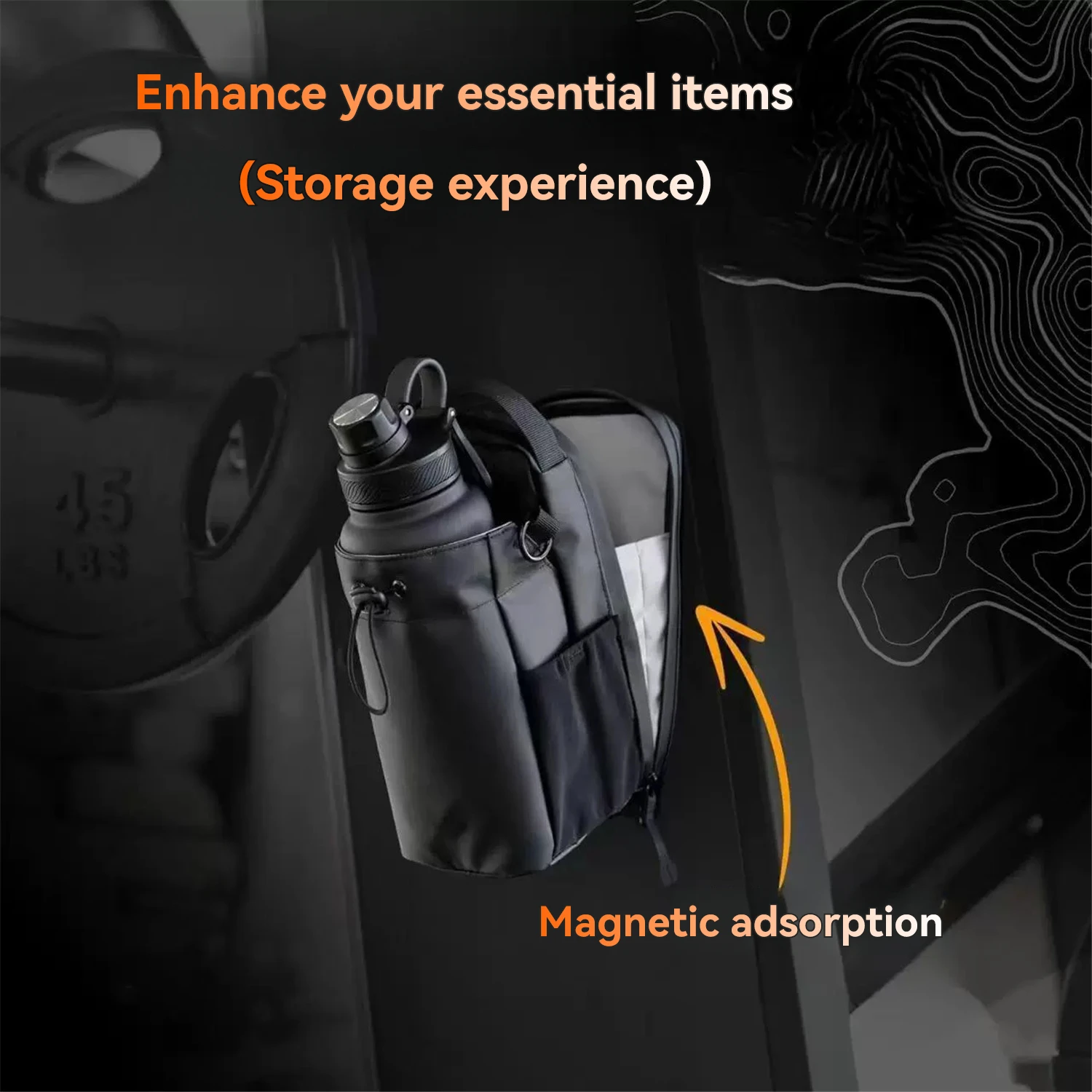 Magnetic Gym Bag Large Capacity Magnetic Carrier Bag With Phone Pocket Portable Gym Water Bottle Pouch Gym Accessories Organizer - Image 5