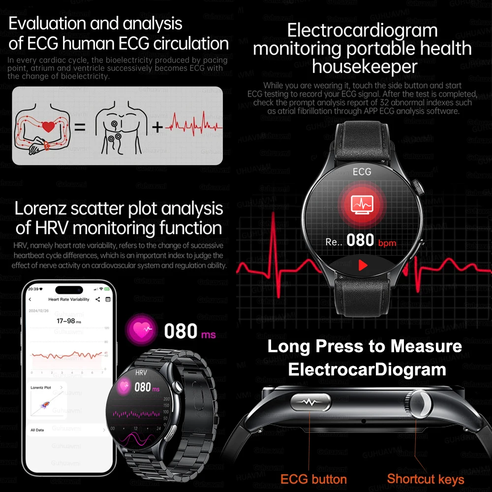 2026 New Smart Watch NFC ECG+PPG Blood oxygen Uric Acid Blood Pressure Sapphire Smartwatch Men For Android iOS Smart watch men - Image 6