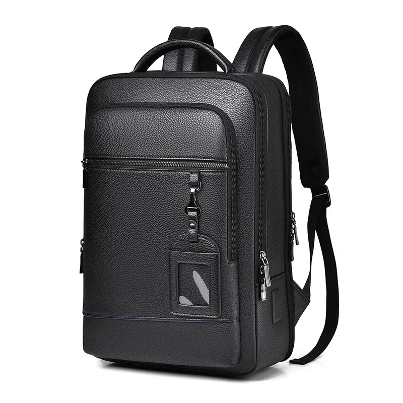 Executive Backpack Men PU Leather Satchel USB Charging Briefcase Office Travel Laptop Office Business Shoulder Back Pack Male - Image 4