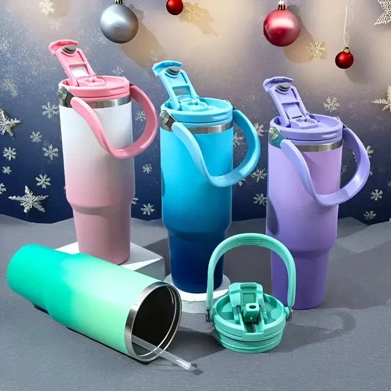 890ML Stainless Steel Thermos Cup Travel Thermos Water Bottle with Straw Keep Cold and Hot Car Coffee Cup Portable Vacuum Flask - Image 5