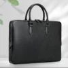 Men's Genuine Leather Briefcase Cross Pattern Large Capacity Laptop Bag Business Minimalist Cowhide Handbag with Premium Feel