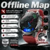 2026New Military Built-in GPS Offline Map Smart Watch AMOLED HD BT Call Compass Flashlight 3ATM Waterproof Men Sports Smartwatch