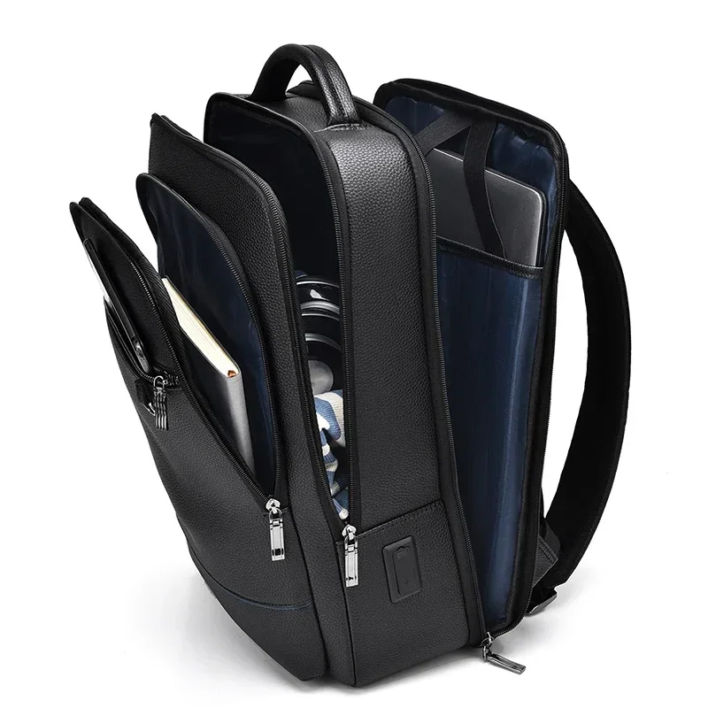 Executive Backpack Men PU Leather Satchel USB Charging Briefcase Office Travel Laptop Office Business Shoulder Back Pack Male - Image 6