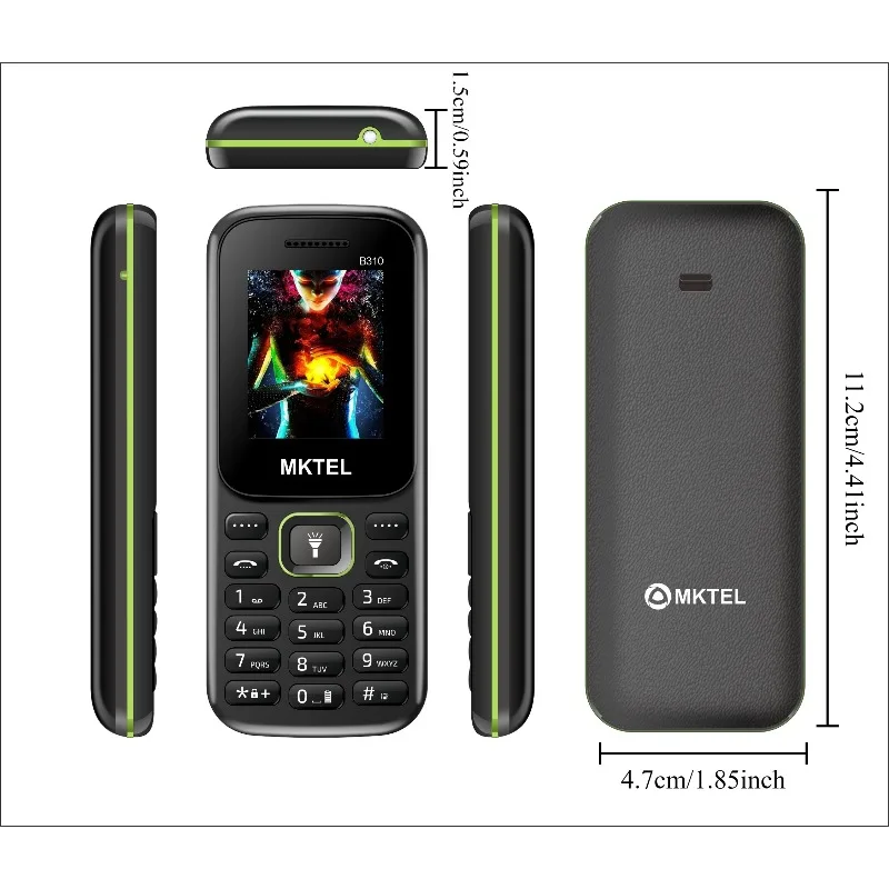 B310 1.77 Inch Dual SIM Feature Phone SC6531E Bluetooth FM Radio MP3 Torch 800mAh Battery Unlocked Basic Mobile Phone - Image 6