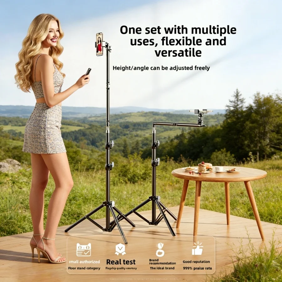 Mobile Phone Stand Floor Tripod Horizontal Overhead Telescopic Tripod Outdoor Live Broadcast Photo Video Universal Camera Stand - Image 5
