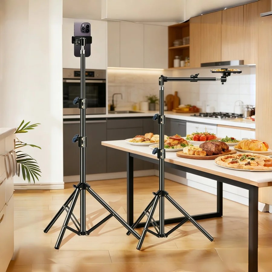 Mobile Phone Stand Floor Tripod Horizontal Overhead Telescopic Tripod Outdoor Live Broadcast Photo Video Universal Camera Stand