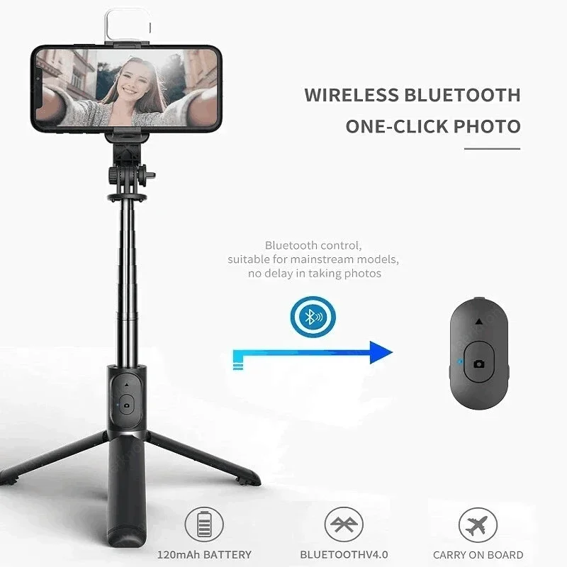 Bluetooth Selfie Stick Tripod Desktop Stand Phone Holder Wireless Remote Shutter for iPhone IOS Android Phone Option Fill Light - Image 4