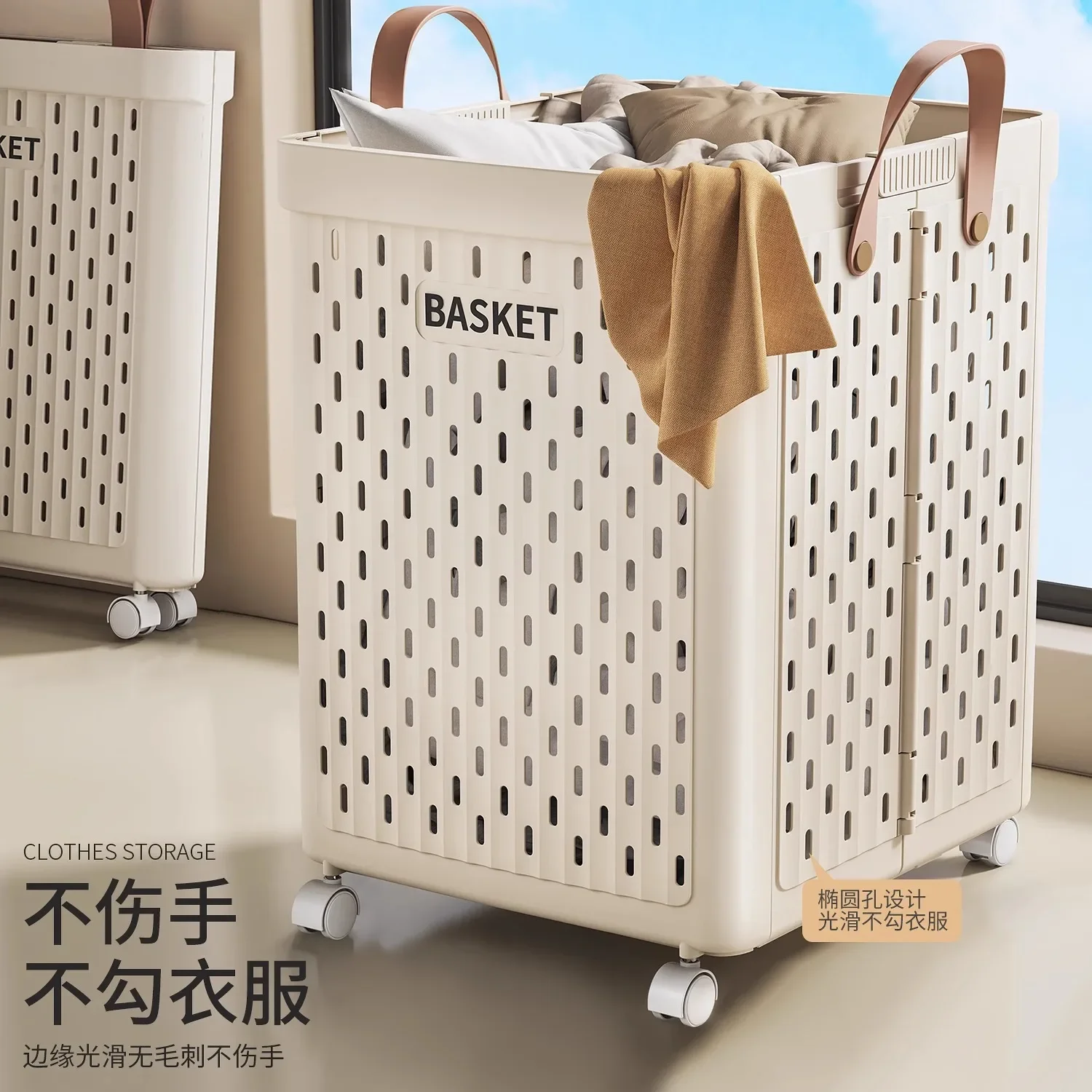 Foldable Laundry Basket – Large Capacity, Wheels & Bathroom Storage Organizer - Image 2